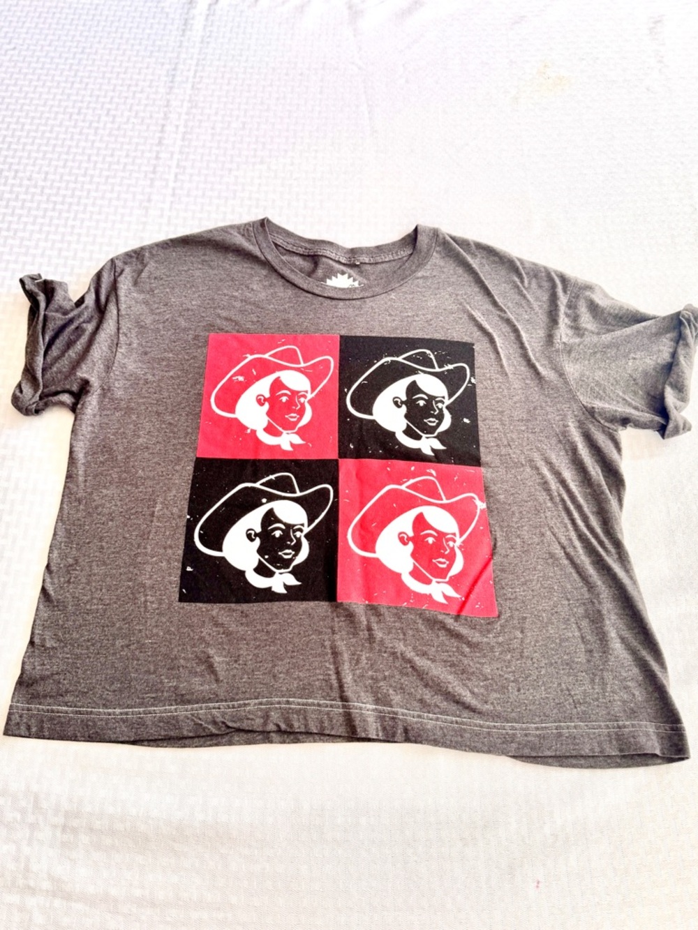 Crazy Consuela Graphic Tee XL Western Cowgirl Pop Art Boxy Crop Tee